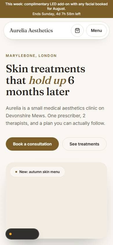 Aurelia, med spa homepage