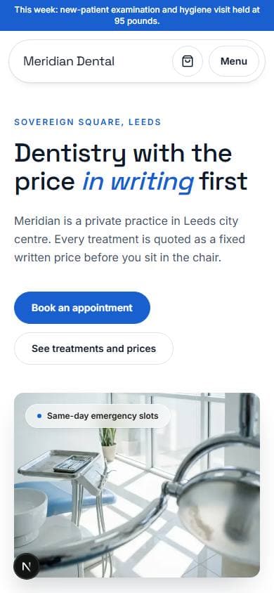 Meridian, dentist homepage